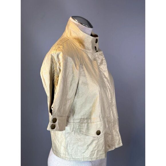 Diane von Furstenberg Ramira Coated Linen Jacket in Gold Size 2 - Picture 2 of 6